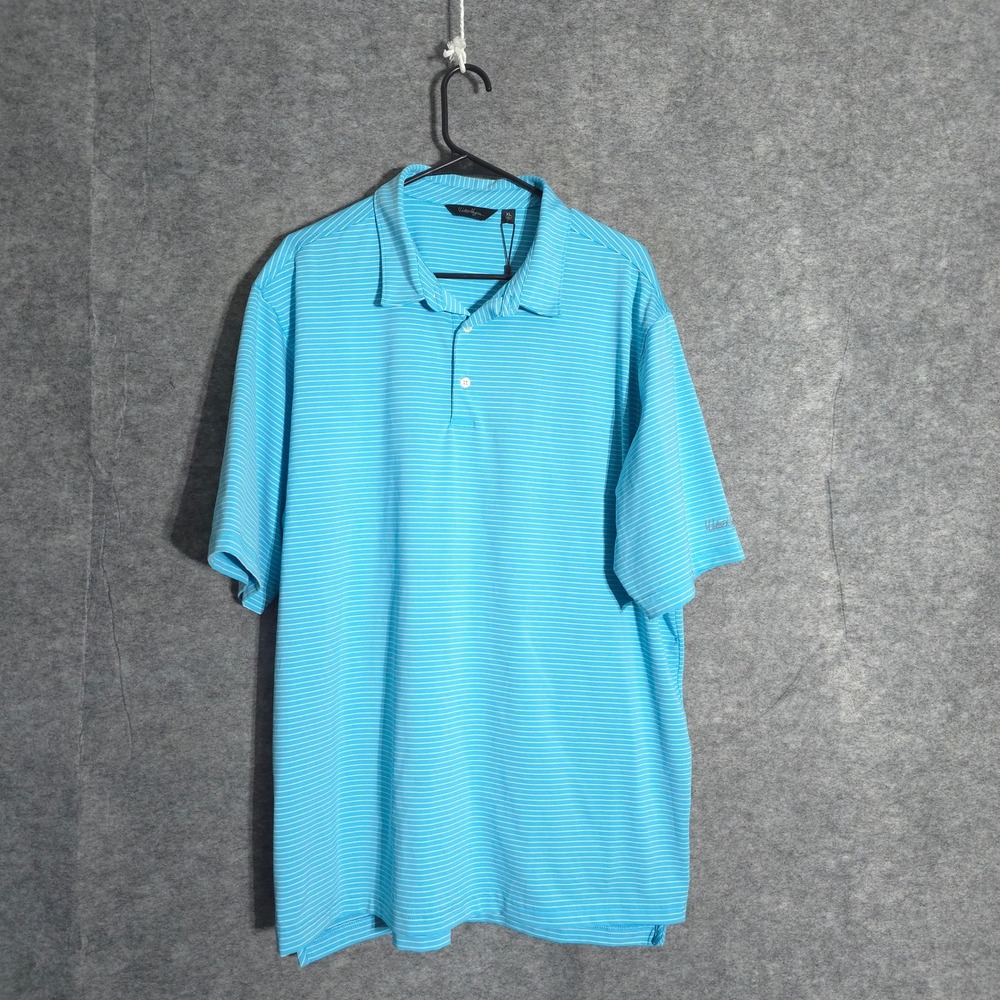Walter Hagen SS Stripe Polo Mens XL Blue Iceburg MGA11185 Golf Shirt New Sports